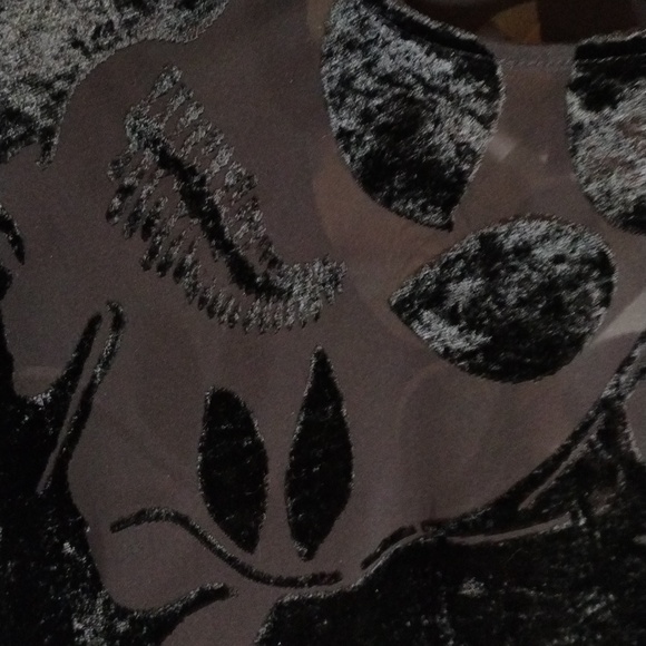 90s vintage Semi shear burn out long sleeve pointed hem 16 black - Picture 4 of 9